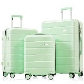 Premium ABS Travel Luggage Set , 3-Piece TSA Lock Suitcase Ensemble with 20, 24, and 28 Inch Sizes with 360Â° Spinner Wheels, light green