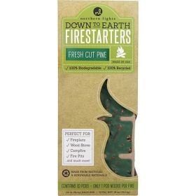 FRESH CUT PINE FIRESTARTERS by DOWN TO EARTH FIRESTARTERS FRAGRANCED COLORED WAX COMBINED WITH RECYCLED AND RENEWABLE MATERIAL. BOX CONTAINS 10X1.8 OZ