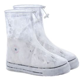 1pc Reusable Men And Women Rain Boots Cover Anti-Slip Wear-resistant Protective Cover Waterproof Layer (Color: A Polka Dot White, size: XXL(43-44))