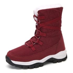 Fleece Snow Boots (Color: Red, size: 8.5)