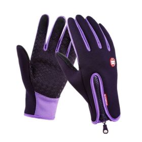 2022 Winter Gloves For Men Waterproof Windproof Cold Gloves Snowboard Motorcycle Riding Driving Warm Touchscreen Zipper Glove (Gloves Size: S, Color: Purple)