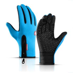 2022 Winter Gloves For Men Waterproof Windproof Cold Gloves Snowboard Motorcycle Riding Driving Warm Touchscreen Zipper Glove (Gloves Size: M, Color: Blue)