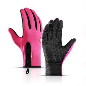 2022 Winter Gloves For Men Waterproof Windproof Cold Gloves Snowboard Motorcycle Riding Driving Warm Touchscreen Zipper Glove (Gloves Size: XXL, Color: Pink)