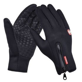 2022 Winter Gloves For Men Waterproof Windproof Cold Gloves Snowboard Motorcycle Riding Driving Warm Touchscreen Zipper Glove (Gloves Size: M, Color: Black)