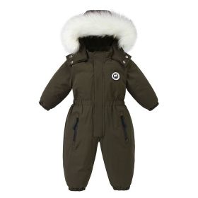 Baby Winter Snowsuit Toddler Jacket Clothes For Boy Infant Jumpsuit (Color: Green, size: 110cm)