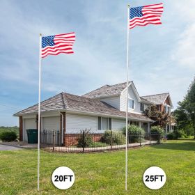 20/25Ft Height Solemn Outdoor Decoration Sectional Halyard Pole US America Flag Flagpole Kit Aluminum[US-Stock] (size: 20 FT Height)