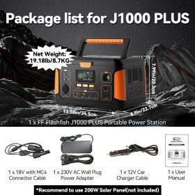 FF Flashfish J1000 PLUS 1000W Portable Power Station 932Wh Solar Generator Battery Supply 125W DC 60W PD for Outdoor Camping (Color: 230V Universal)