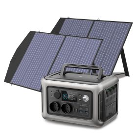 ALLPOWERS R600 Solar Generator with Solar Panel included, 600W 299Wh LiFePO4 Portable Power Station with Solar Charger for Camp (Socket Standard: us, Color: R600 with 2X100W)
